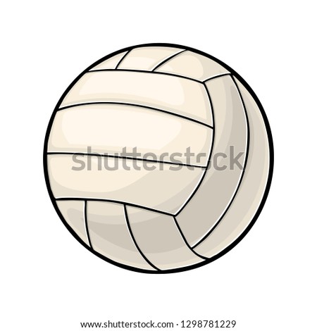 Volleyball ball. Vector color illustration. Isolated on white background. Hand drawn design element for label and poster