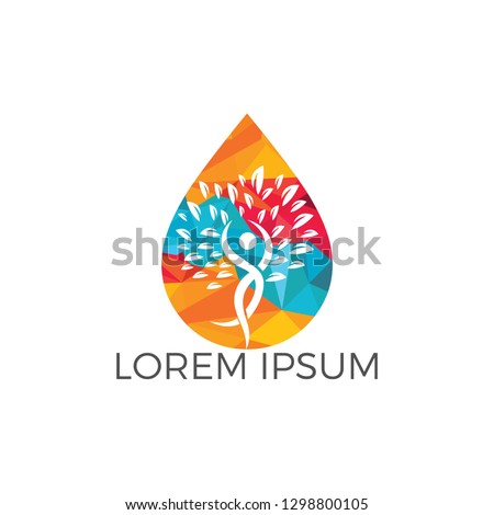 Water drop with human tree icon vector logo design.