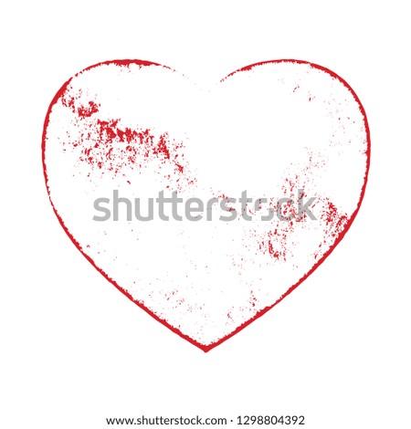 Grunge heart shape frame design element. Valentine day isolated border vintage artistic template. EPS10 vector.