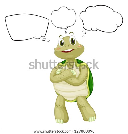 Illustration of a thinking turtle on a white background