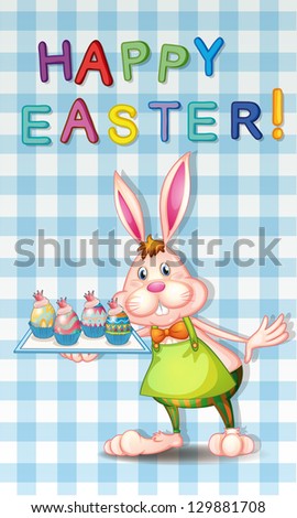 Illustration of an easter greeting with a bunny