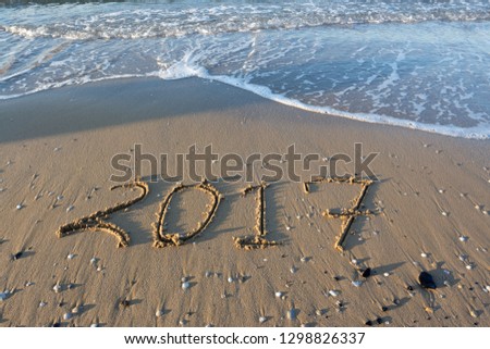 Year 2017 on beach