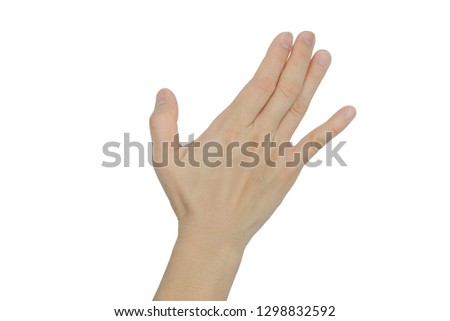 Close up hand rheumatoid arthritis pateint. Suffering from pain in hand. medical concept. Health care concept. Copy-space. Isolated on white background with clipping path.