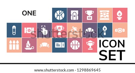  one icon set. 19 filled one icons. Simple modern icons about  - Basketball, Safety pin, Candles, Candle, Croissant, Ticket, Trophy, Touch, Torch, Champion belt, Sharpener
