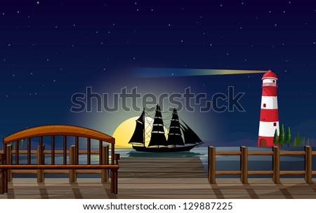 Illustration of a beautiful scenery at the port