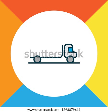 Flatbed truck icon colored line symbol. Premium quality isolated delivery element in trendy style.