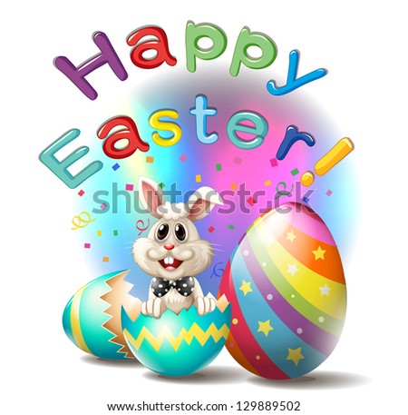 Illustration of a happy easter poster on a white background