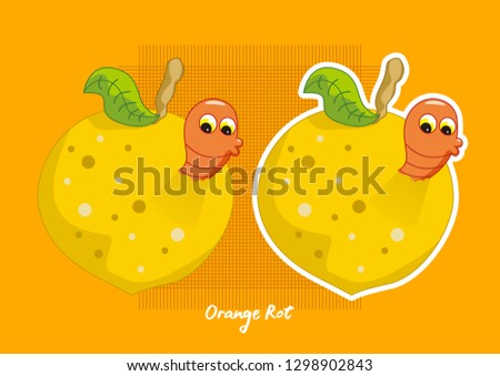 cartoon illustration of orange vector on eating caterpillars