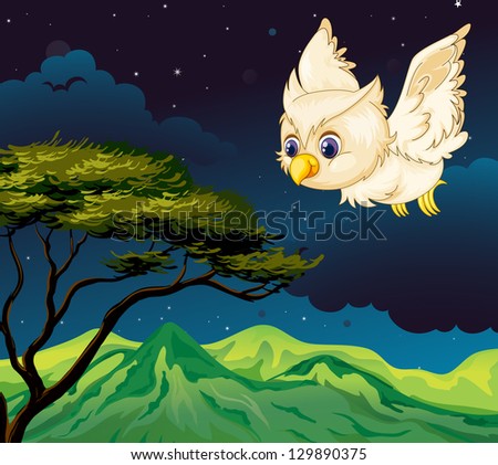 Illustration of an owl flying