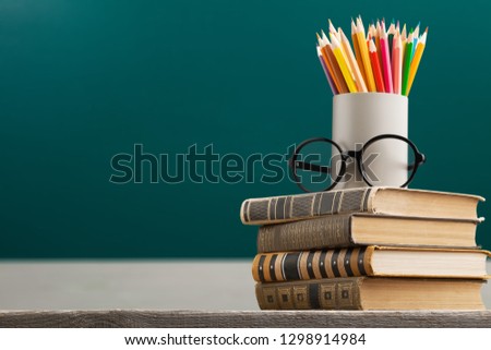 Day international school teachers blackboard books brazil Royalty-Free Stock Photo #1298914984
