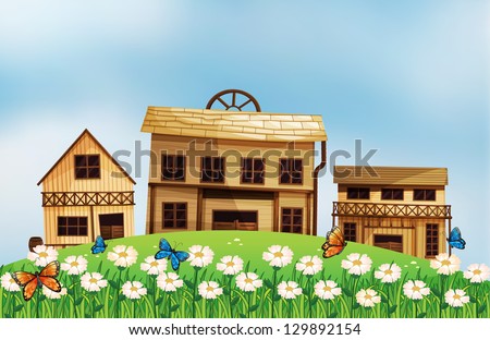 Illustration of houses at the hillside
