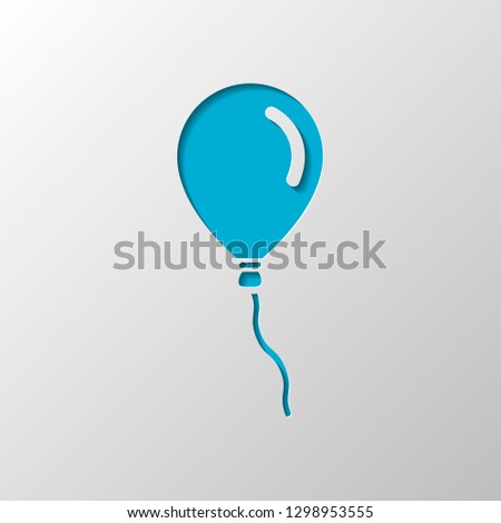 Air balloon icon. Sign of celebration. Paper design. Cutted symbol with shadow