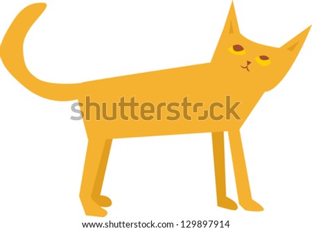 Vector graphic of cute orange kitten over white background