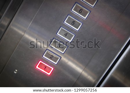 First floor button panel in the elevator.