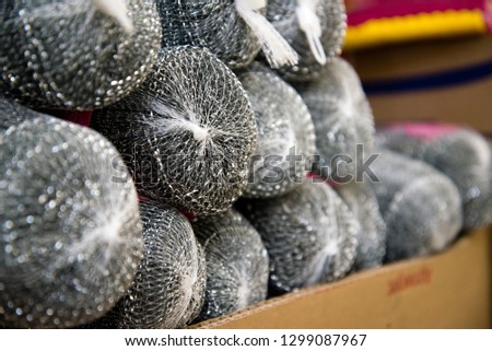 Steel wool in packing in a warehouse