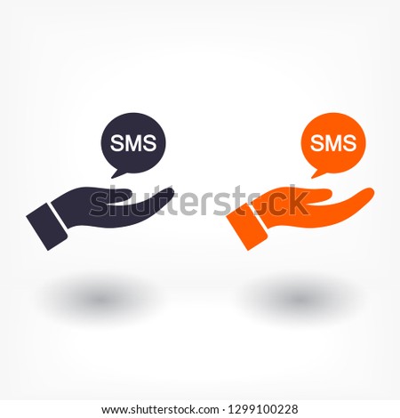 SMS in the hand icon