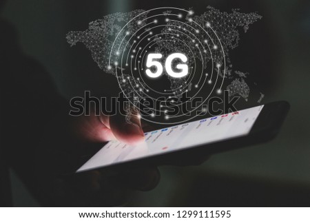 Concept connect global wireless devices, 5G network wireless systems and internet,social media 5G