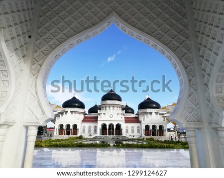 Gate of Baiturrahman Grand Mosque at Aceh, Indonesia Royalty-Free Stock Photo #1299124627