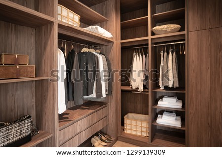 walk in closet of gentle man Royalty-Free Stock Photo #1299139309