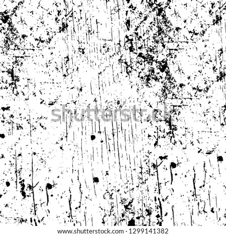 Rough, scratch, splatter grunge pattern design. Dry brush strokes. Overlay texture. Faded black - white dyed paper texture. Sketch design. Use for poster, cover, banner, mock-up, stickers layout.