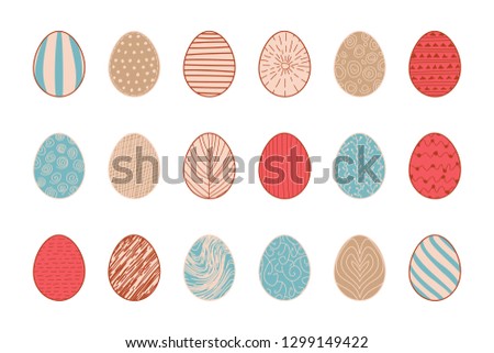 Hand drawn easter eggs decorative lineart doodle isolated icons set vector illustration