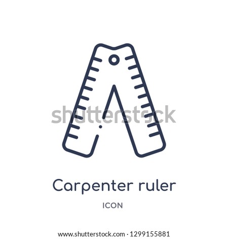 Linear carpenter ruler icon from Measurement outline collection. Thin line carpenter ruler icon isolated on white background. carpenter ruler trendy illustration