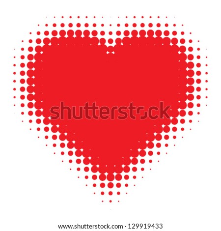 Red Heart Halftone logo, vector Illustration