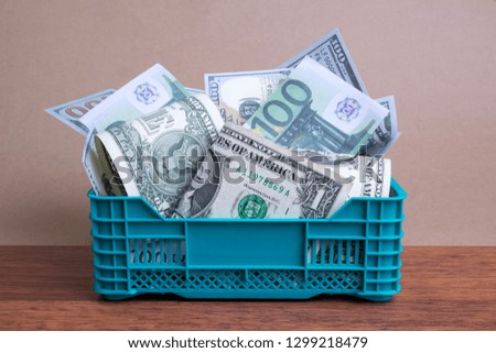 Money Basket on Wood
