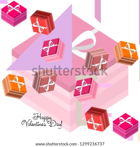 Valentine's Day, gift, greeting card, vector background