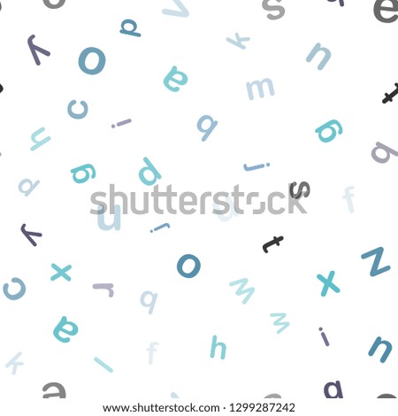 Light Pink, Blue vector seamless texture with ABC characters. Shining illustration with ABC symbols on abstract template. Pattern for trendy fabric, wallpapers.