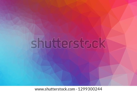 Light Blue, Red vector low poly cover. Shining illustration, which consist of triangles. Polygonal design for your web site.