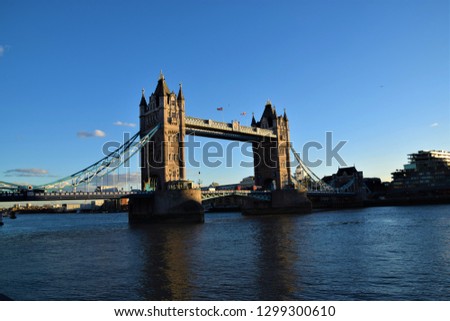 Tower Bridge London England British landmark with clear blue sky