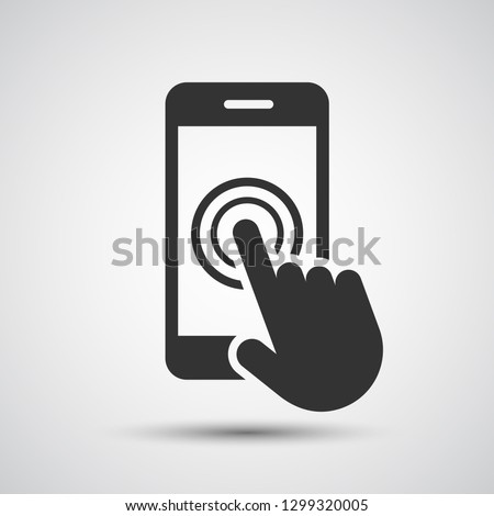 Smartphone screen with hand, Touch screen icon Royalty-Free Stock Photo #1299320005