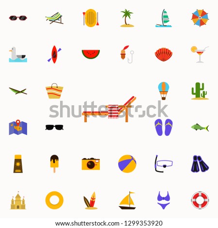 chaise-longue flat icon. colored Summer icons universal set for web and mobile