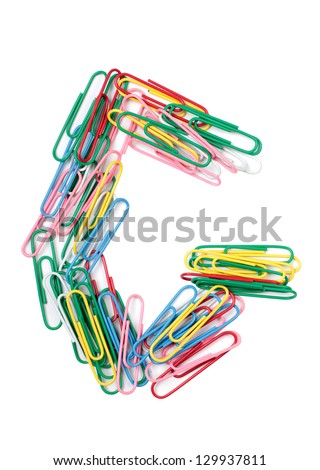 Color photo of alphabet of colored paper clips
