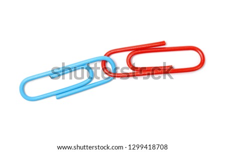 Paperclips isolated on white background, top view