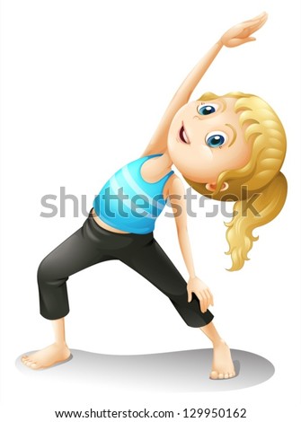 Illustration of a girl exercising on a white background