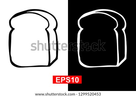 Black and White Vector Illustration of Hand Drawn Sketch of Bread Icon on Isolated Background