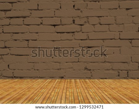 Interior room with brick wall and wooden floor