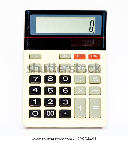 The old calculator on white background.