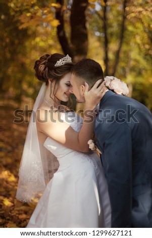 wedding. bride and groom. large portrait in nature. couple in love.