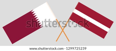 Qatar and Latvia. The Qatari and Latvian flags. Official colors. Correct proportion. Vector illustration