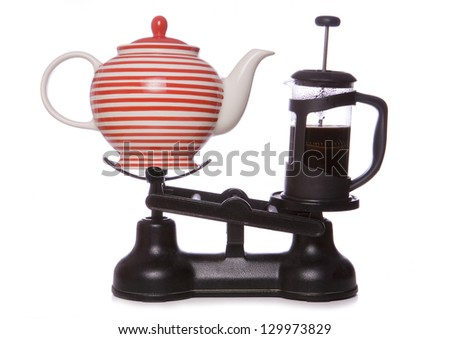 tea pot and cafetiere on scales cutout