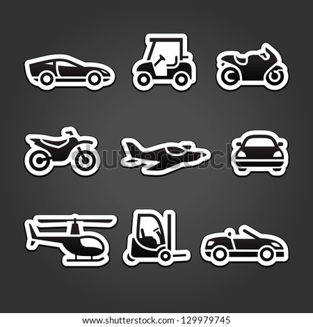 Transportation stickers set icons
