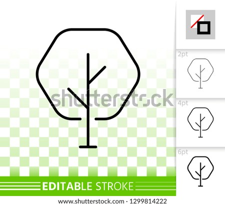 Geometric Tree thin line icon. Outline web sign of abstract sapling. Maple linear pictogram with different stroke width. Simple vector transparent symbol. Eco plant editable stroke icon without fill