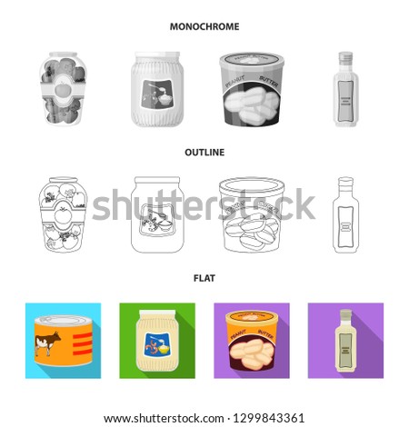 Isolated object of can and food icon. Set of can and package vector icon for stock.