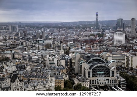 Views of The City of London at cloudy