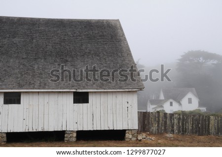 Old Dairy Barn and House in the Fog, Point Reyes National Seashore