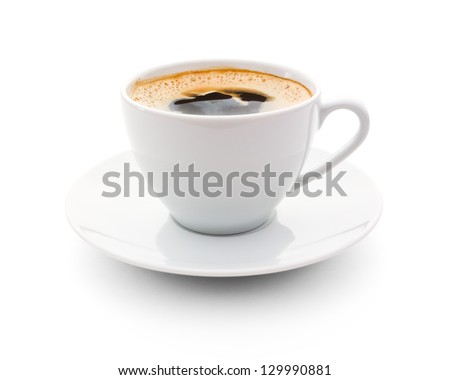 cup of coffee over white background Royalty-Free Stock Photo #129990881