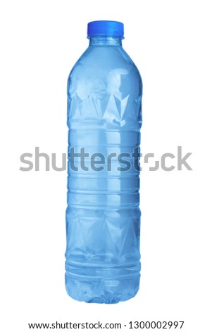 bottle water blue isolated on white background.